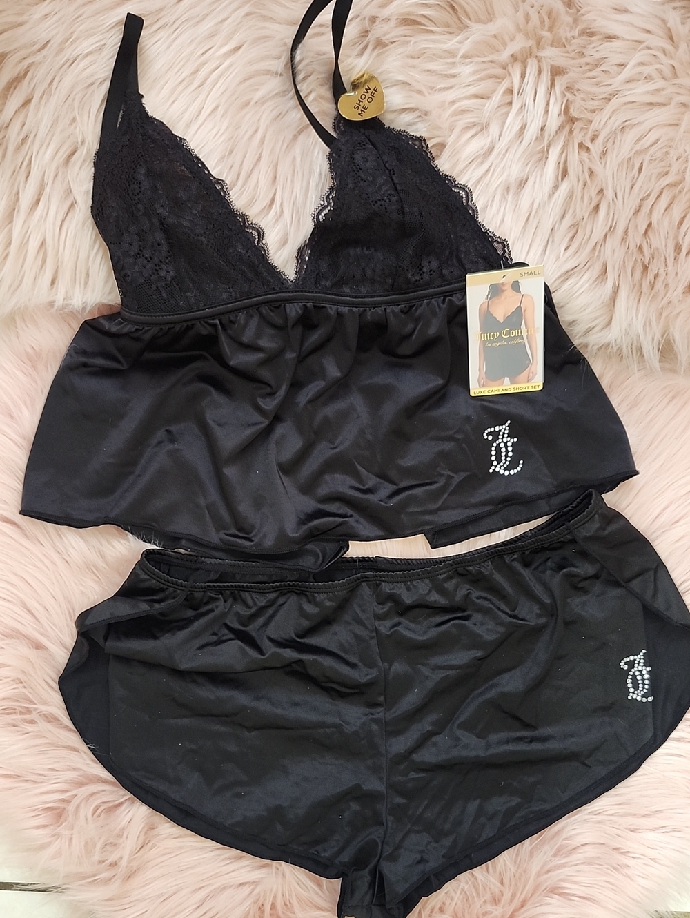 Brand NWT JUICY COUTURE LUXE SATIN CAMI & SHORT SET-S